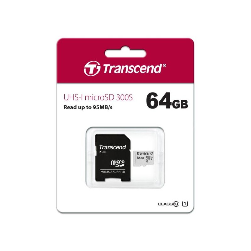 TRANSCEND 64GB UHS-I U1 MICROSD WITH ADAPTER