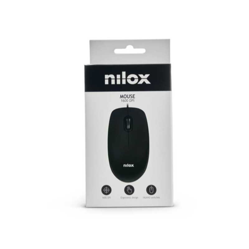NILOX PC COMPONENTS MOUSE OTTICO USB 1600DPI BLACK
