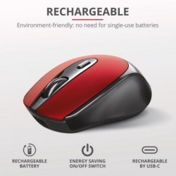 TRUST ZAYA WRL RECHARGEABLE MOUSE RED