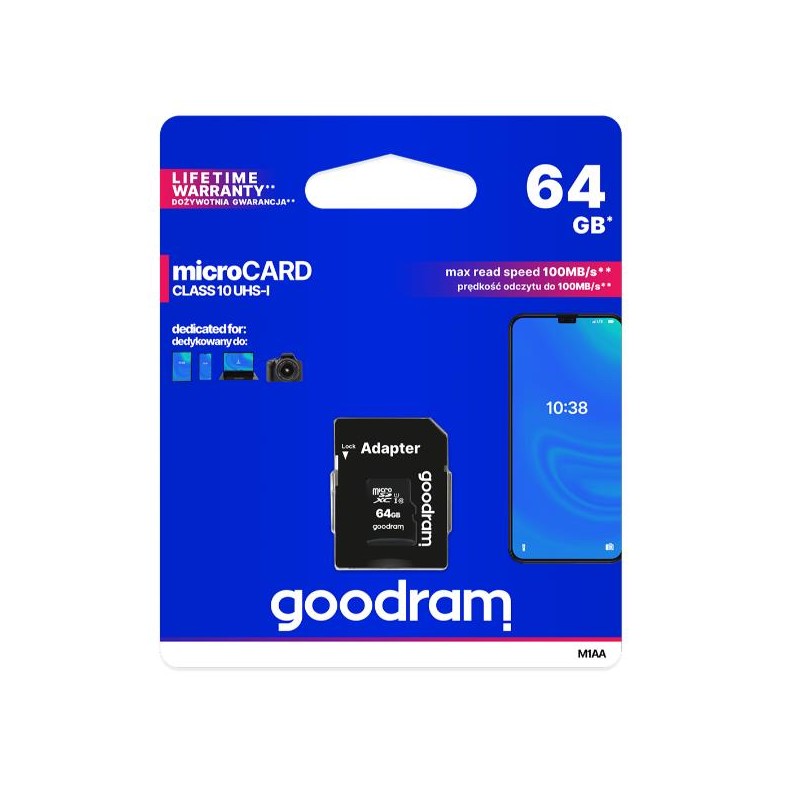 GOODRAM 64GB MICRO CARD CL 10 UHS I