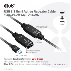 CLUB3D USB-A ACTIVE REPEAT. CABLE 15M