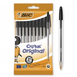 BIC CF10-BLISTER-CRISTAL MED BLACK