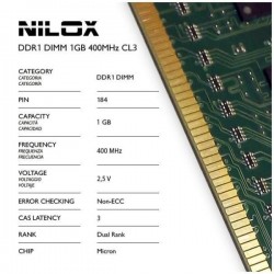 NILOX PC COMPONENTS RAM DDR1 DIMM 1GB 400MHZ CL3