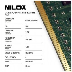NILOX PC COMPONENTS RAM DDR2 SO-DIMM 1GB 800MHZ CL6