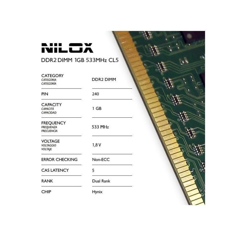 NILOX PC COMPONENTS RAM DDR2 DIMM 1GB 533MHZ CL5