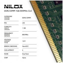 NILOX PC COMPONENTS RAM DDR2 DIMM 1GB 800MHZ CL6